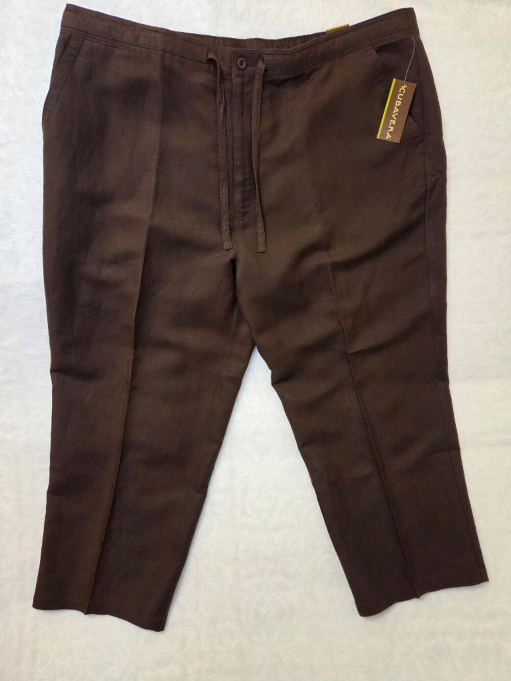 NWT Cubavera Men’s Chocolate Brown Linen Blend Drawstring Pants - XXL (44-46) - Picture 5 of 14